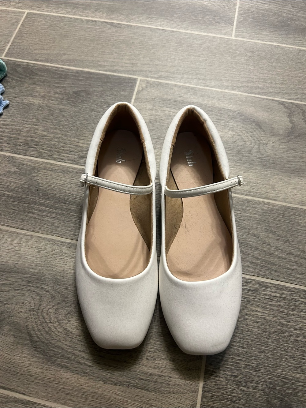 White Mary Jane Flats with Strap - Women
